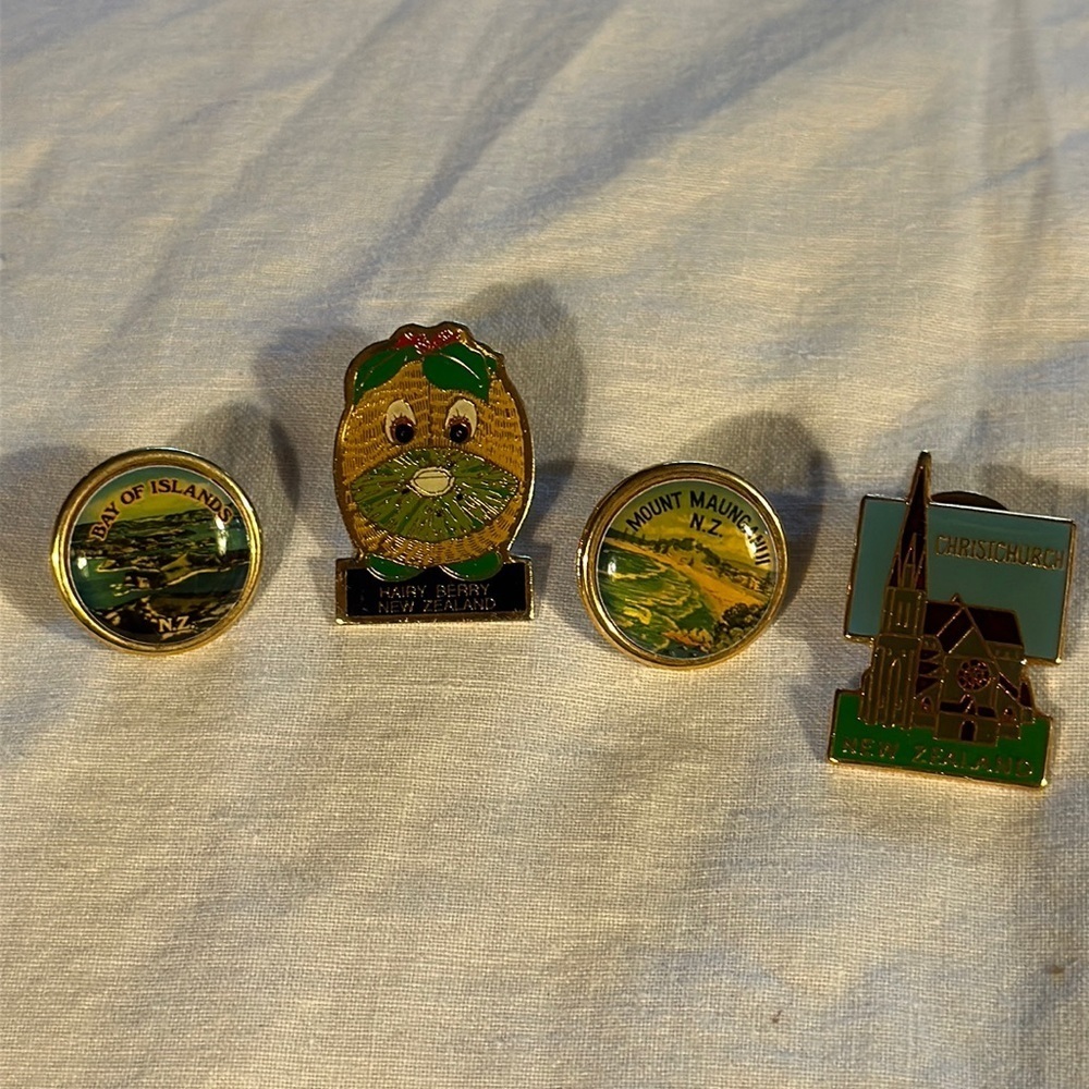 Assorted New Zealand Travel Pins From a World Tour Cruise (four)